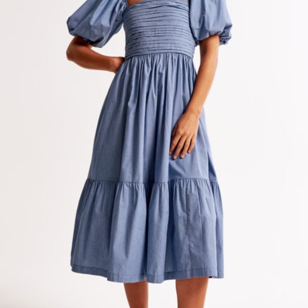 A&F Emerson Poplin Puff Sleeve Midi Dress